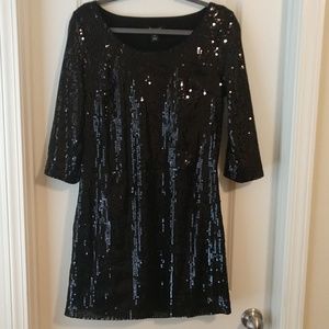EUC WHBM black sequin dress sz M